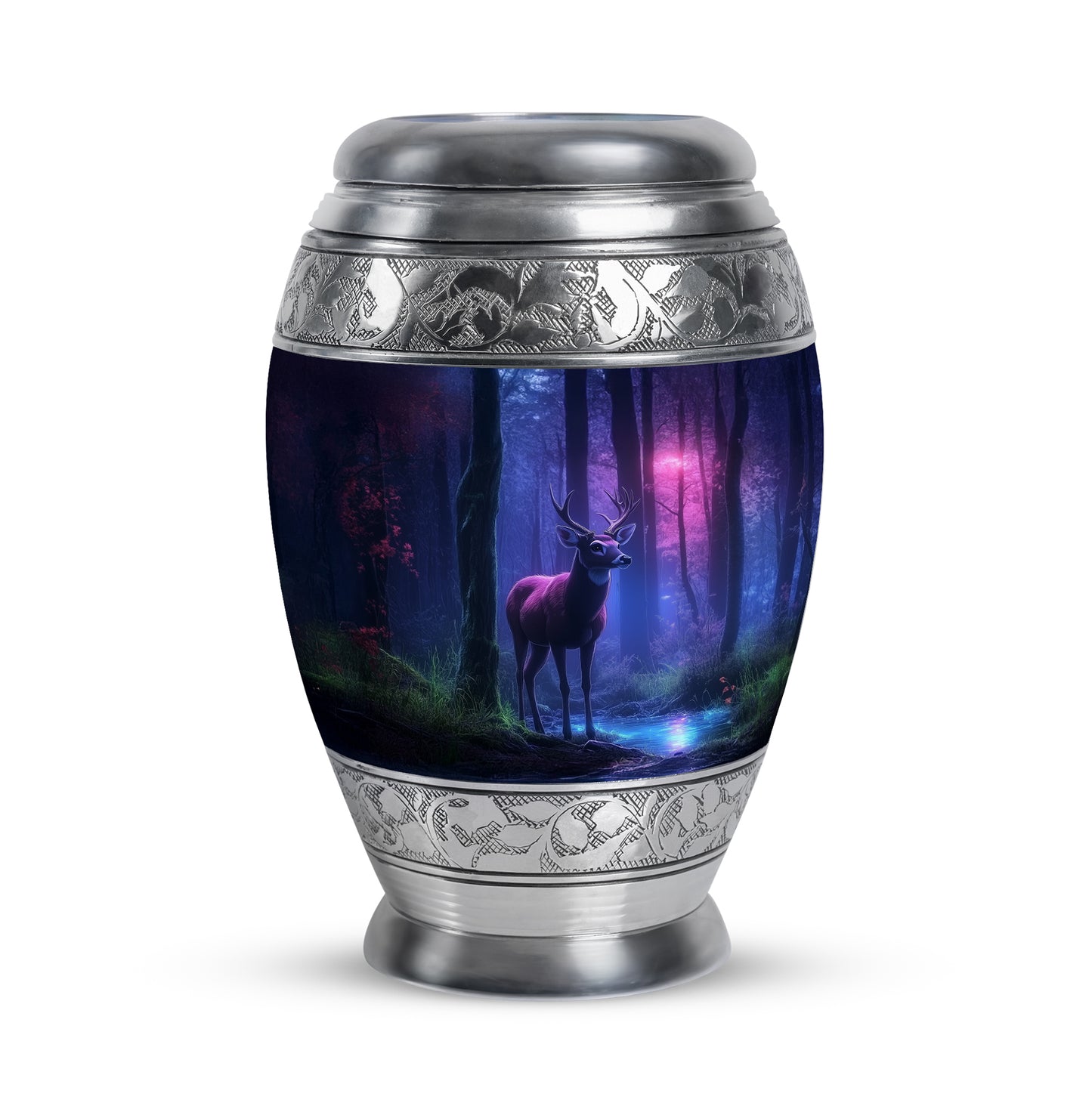 Personalized Magnificent Deer Cremation Urns - Blue 10-inch, 200 cu in - Yatskia