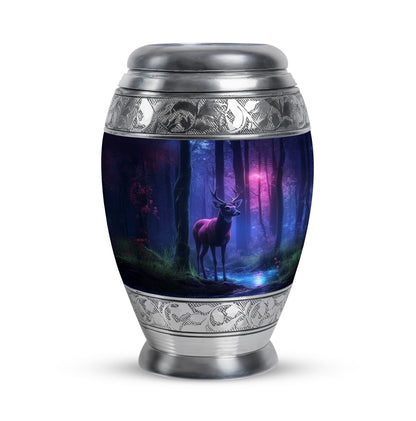 Personalized Magnificent Deer Cremation Urns - Blue 10-inch, 200 cu in - Yatskia