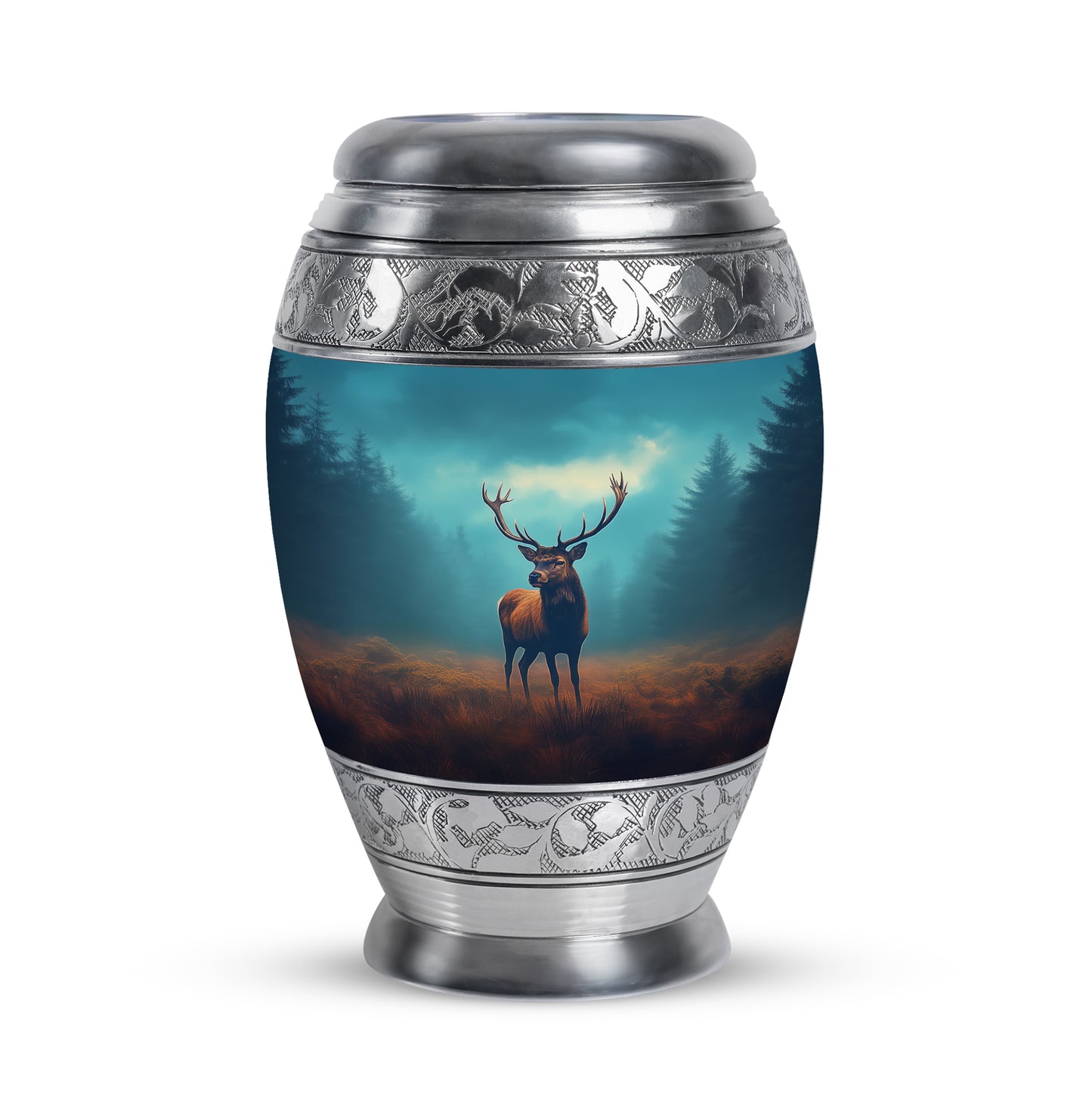 Teal Deer Devotion Cremation Urns for Human Ashes - 10-inch, 200 cu in - Yatskia