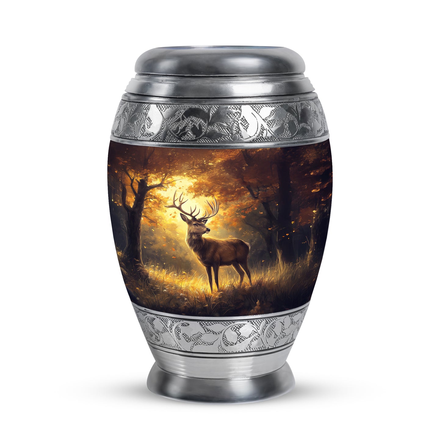 Gold Venerable Deer Cremation Urns for Human Ashes - 10-inch, 200 cu in - Yatskia