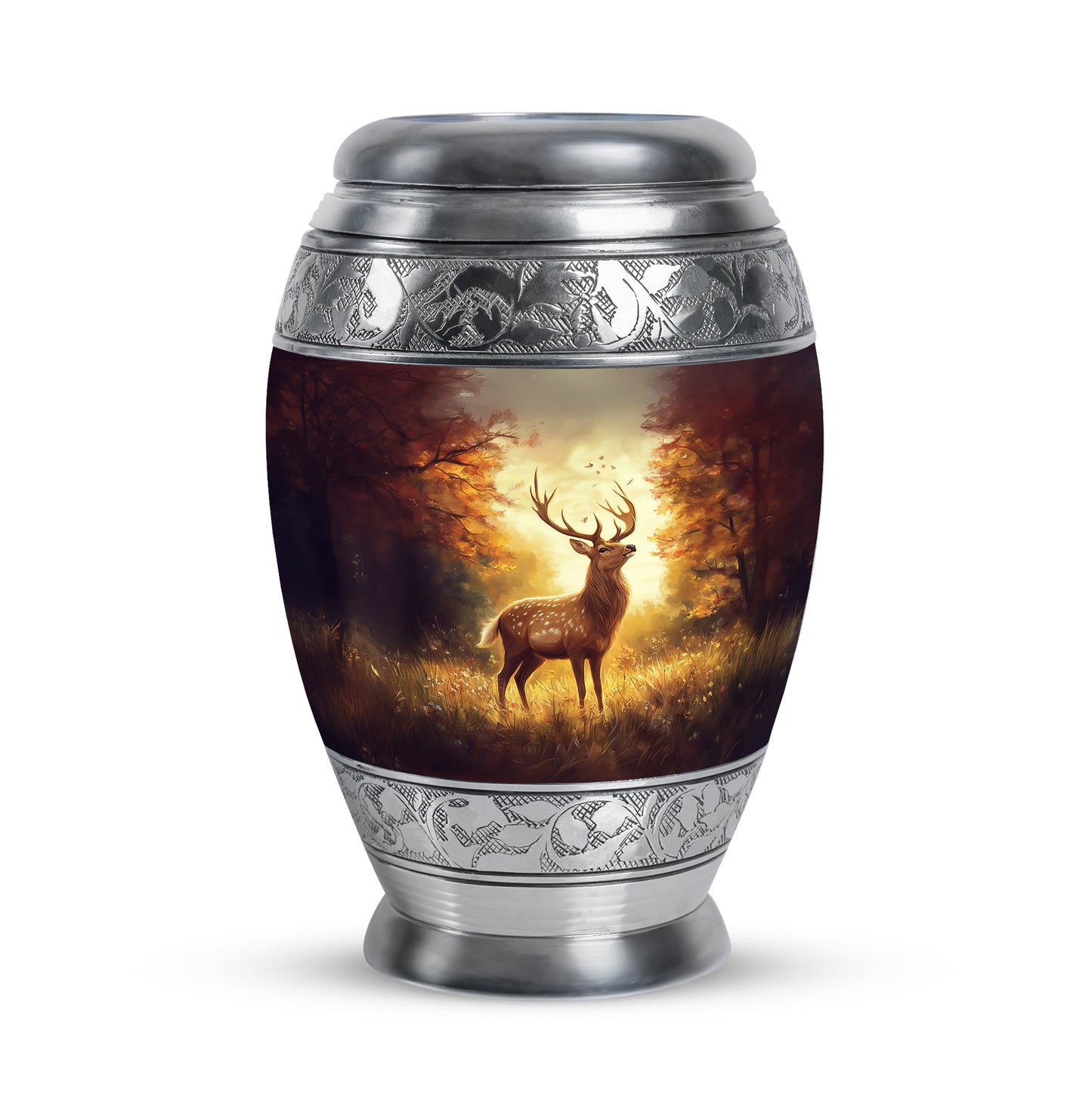 Red Venerable Deer Cremation Urns for Human Ashes - 10-inch, 200 cu in - Yatskia