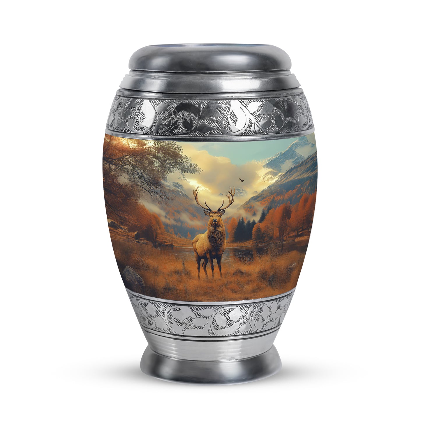 Personalized Elegant Deer Cremation Urns - Gold 10-inch, 200 cu in - Yatskia