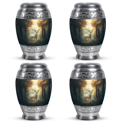 Sunrise Gold Deer Cremation Urn urn with complimentary velvet bag - regal deer design with crown-inspired accents - 10 inch aluminum urn for cremated remains