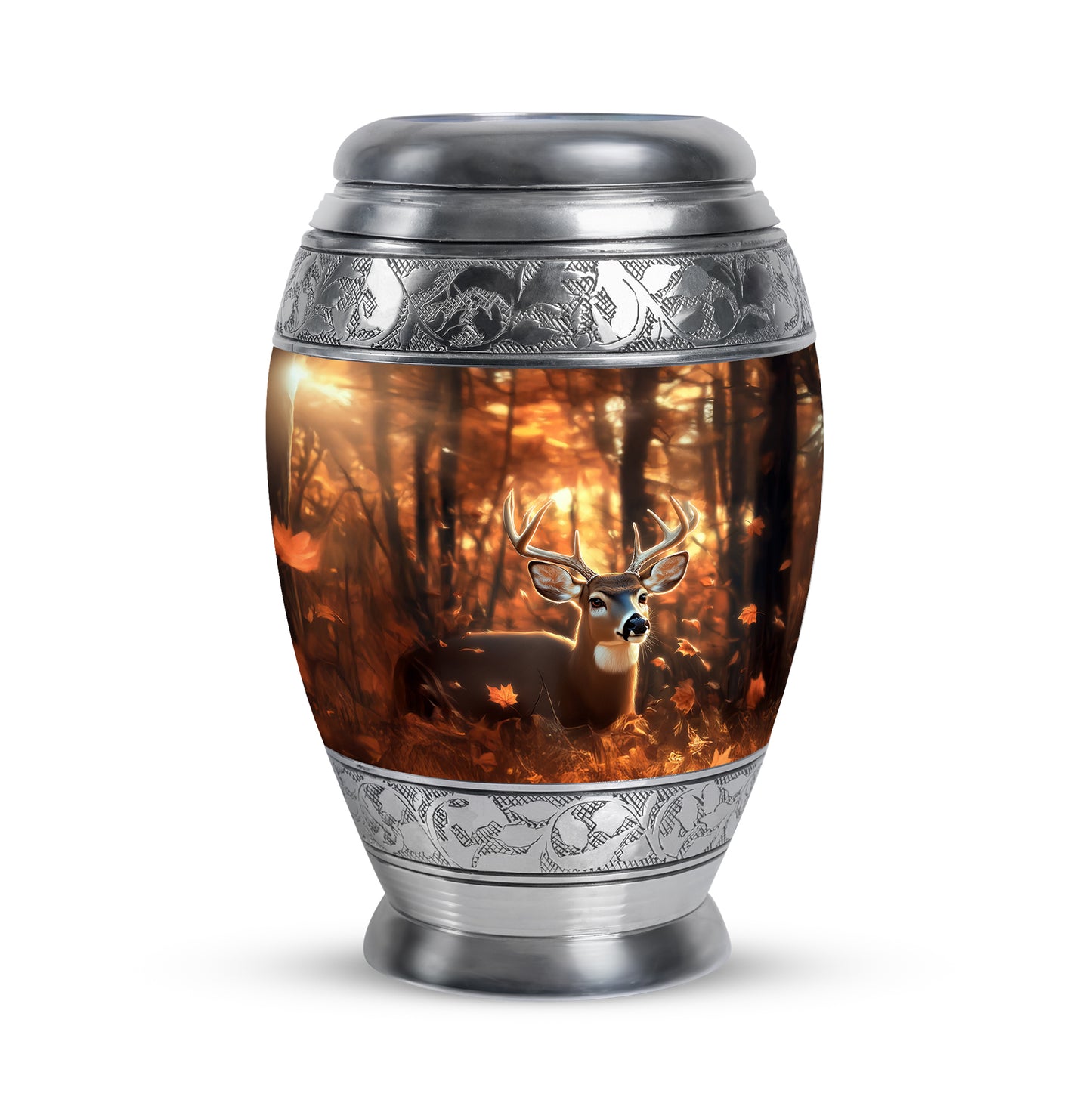 Gold Deer Journey Cremation Urns for Human Ashes - 10-inch, 200 cu in - Yatskia