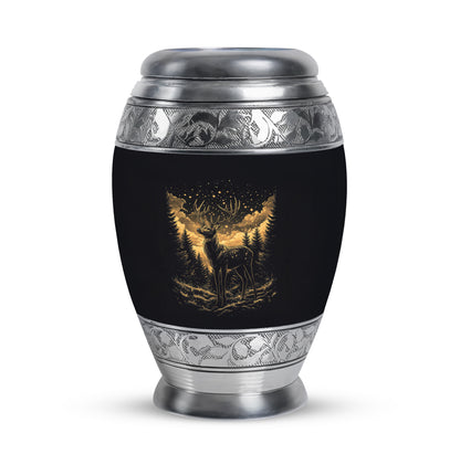 Distinguished Black Deer Cremation Urn for Ashes - 10-inch, 200 cu in - Yatskia