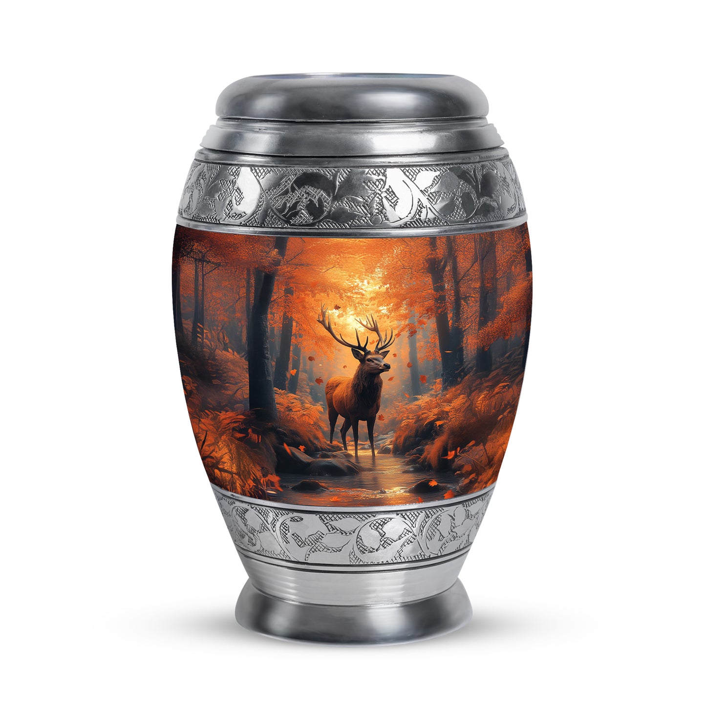 Gold Deer Celebration Cremation Urns for Human Ashes - 10-inch, 200 cu in - Yatskia