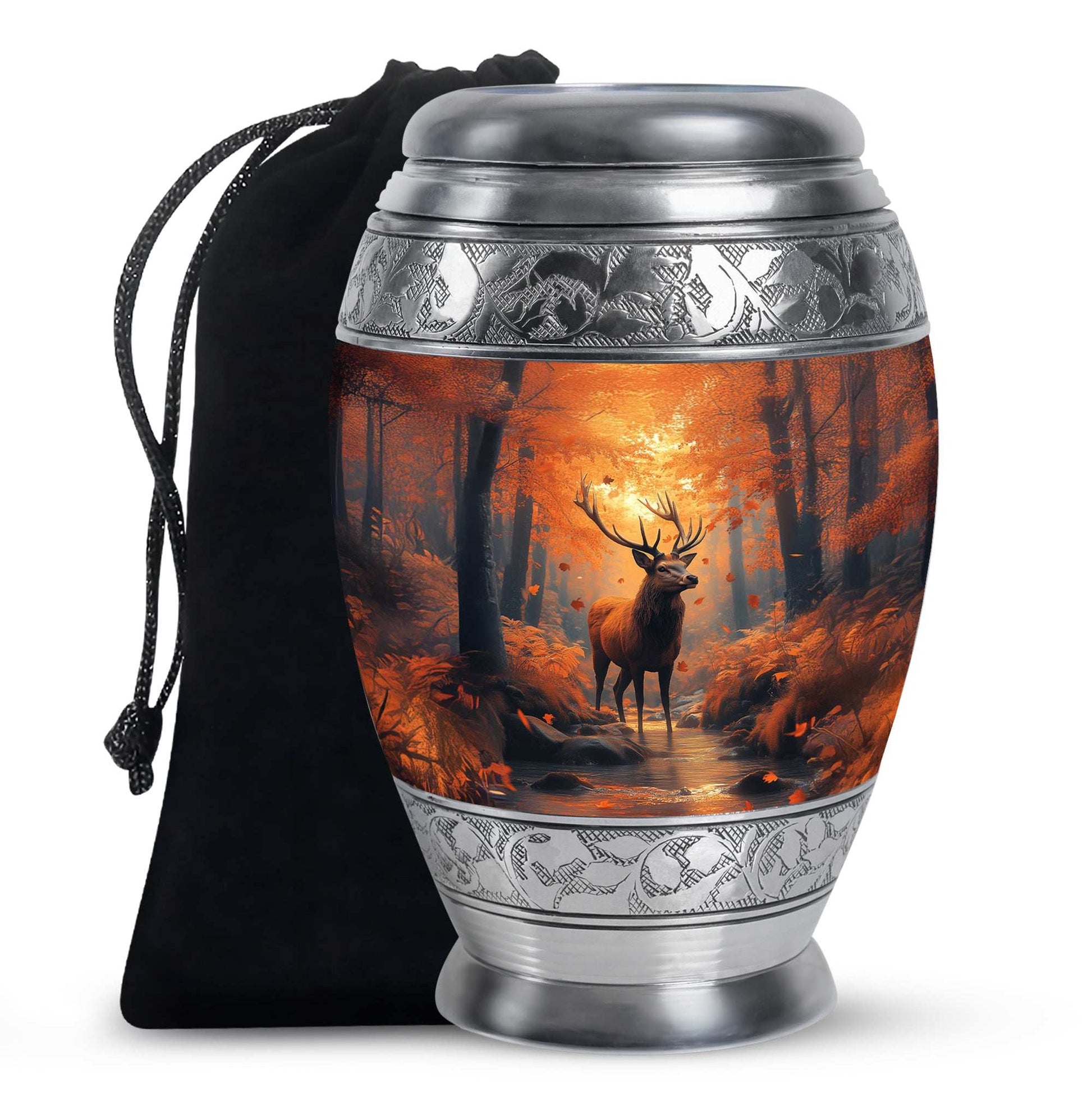 Deer Cremation Urn For Mom – Autumn Forest Tribute Urn For Female
