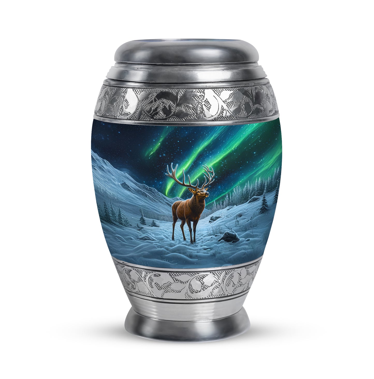 Black Treasured Deer Cremation Urns for Human Ashes - 10-inch, 200 cu in - Yatskia