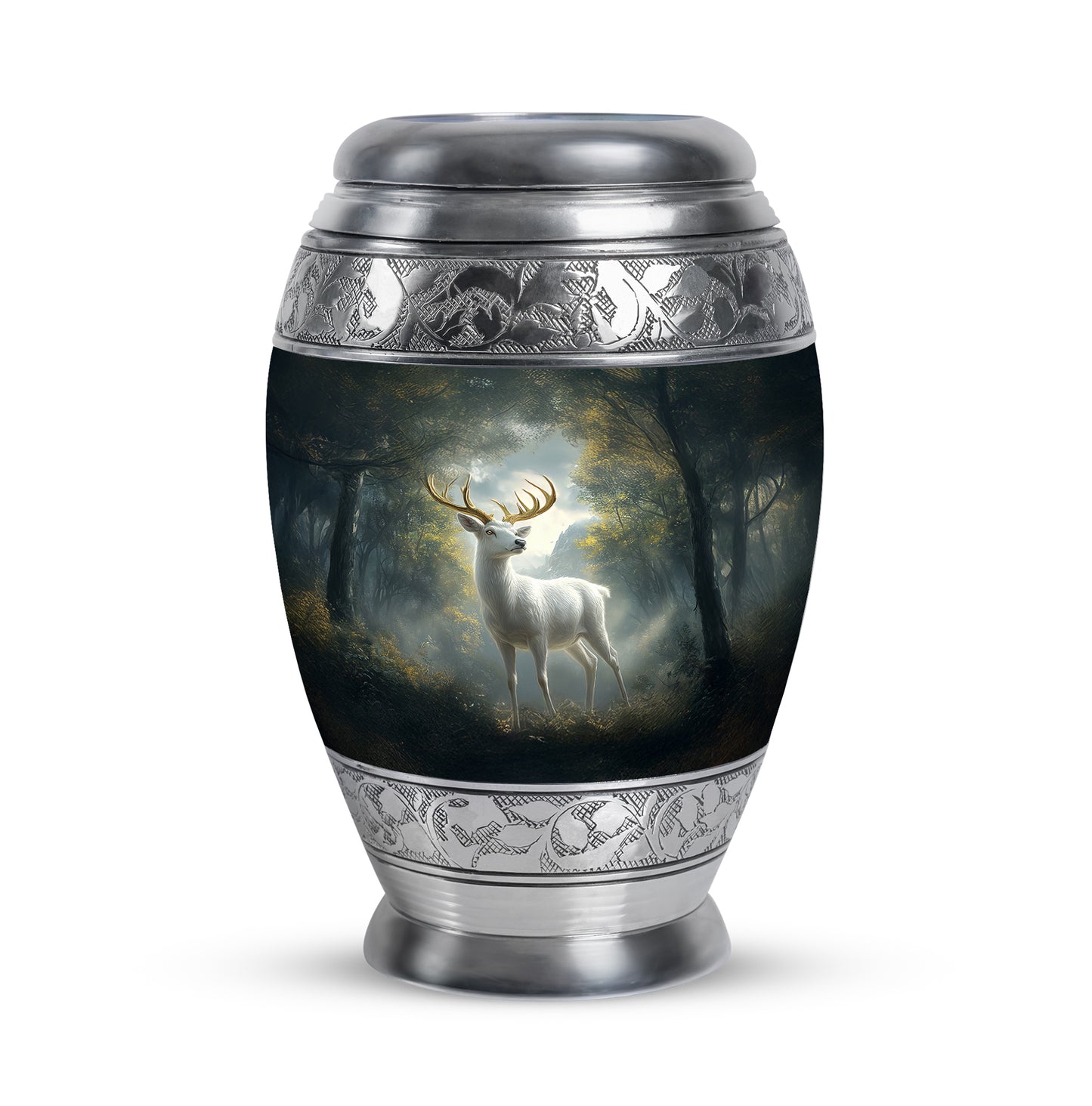 Graceful Black Deer Memorial Urn for Human Ashes - 10-inch, 200 cu in - Yatskia