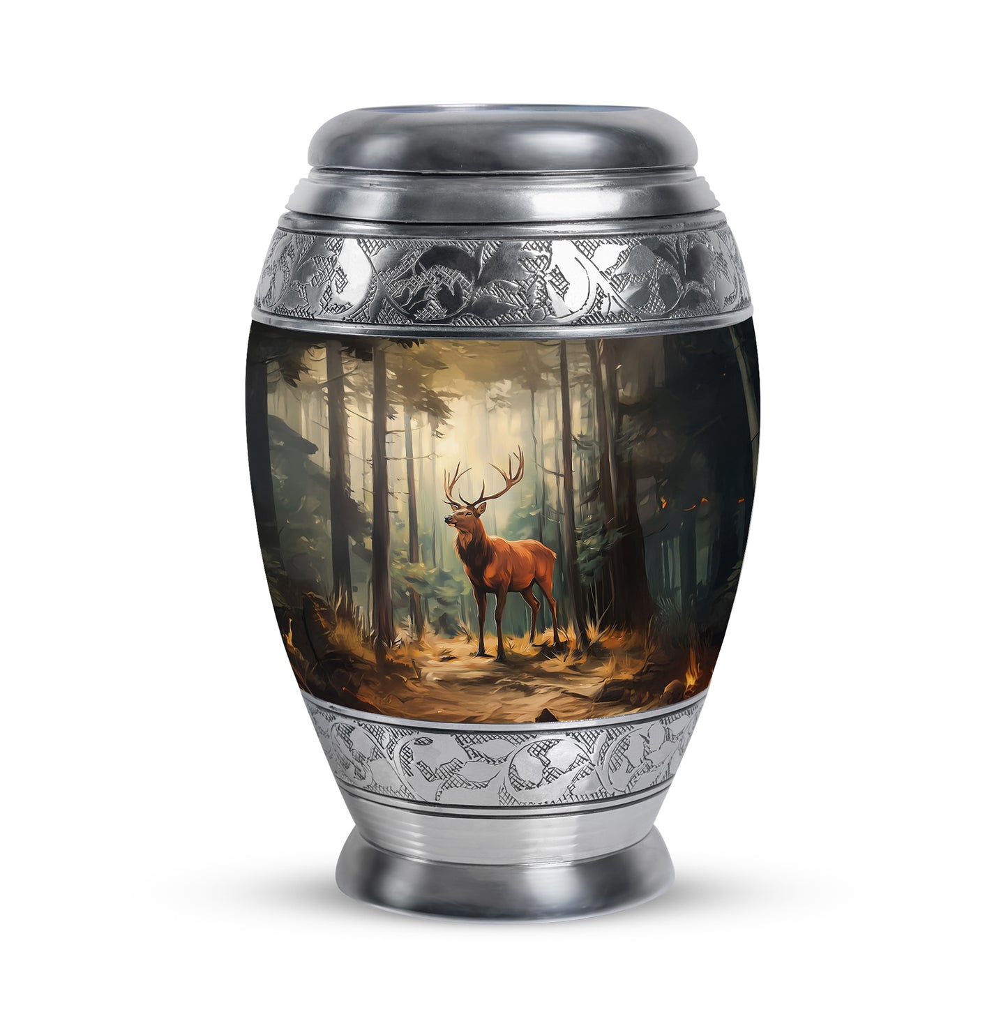 Radiant Deer Memorial Cremation Urns - Black 10-inch, 200 cu in - Yatskia