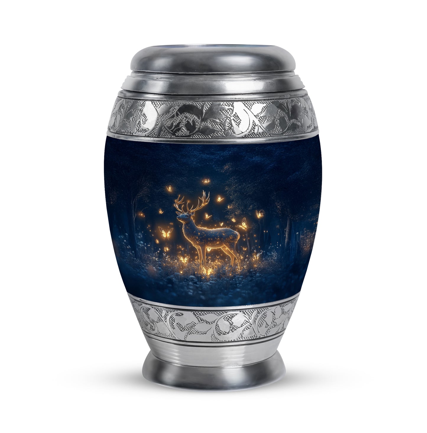 Blue Beloved Deer Cremation Urns for Human Ashes - 10-inch, 200 cu in - Yatskia