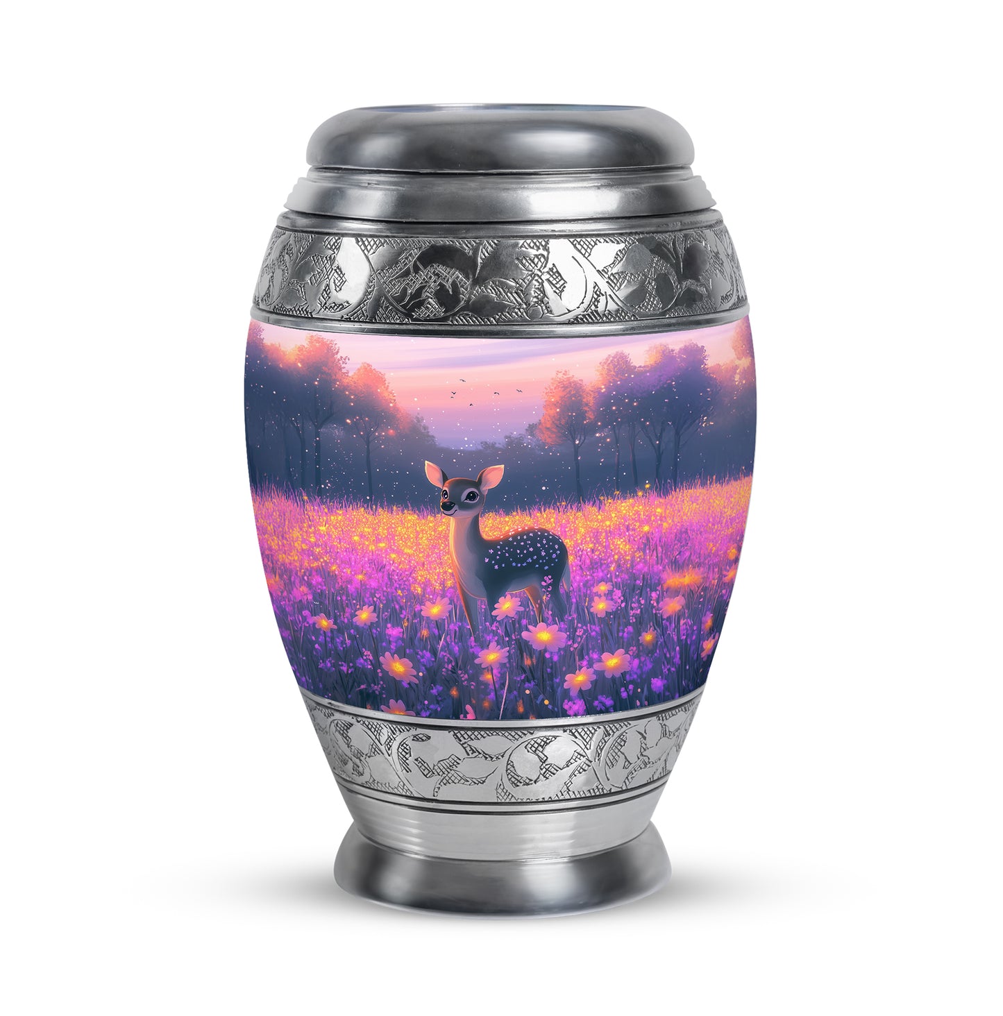 Stunning Pink Deer Homage Urn for Human Ashes - 10-inch, 200 cu in - Yatskia