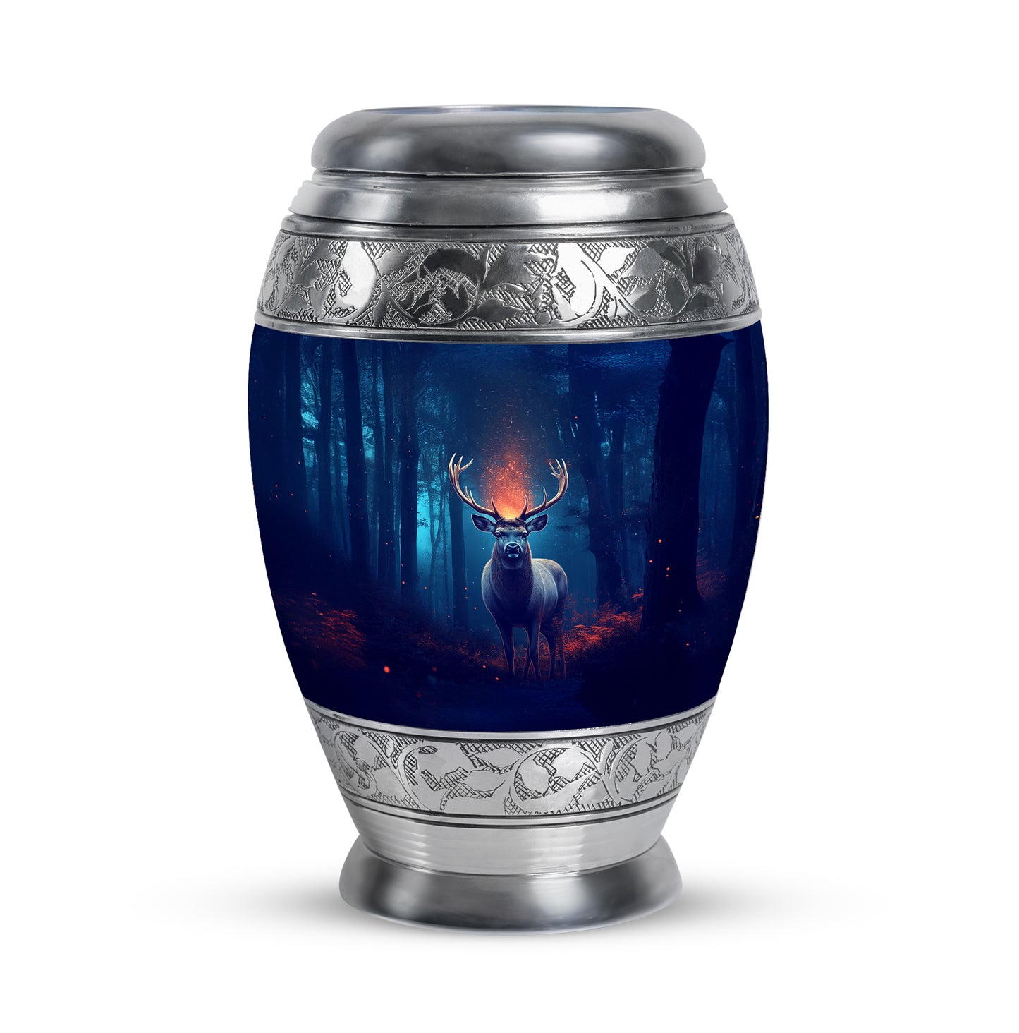 Personalized Deer Cremation Urns - Eminent Blue 10-inch, 200 cu in - Yatskia