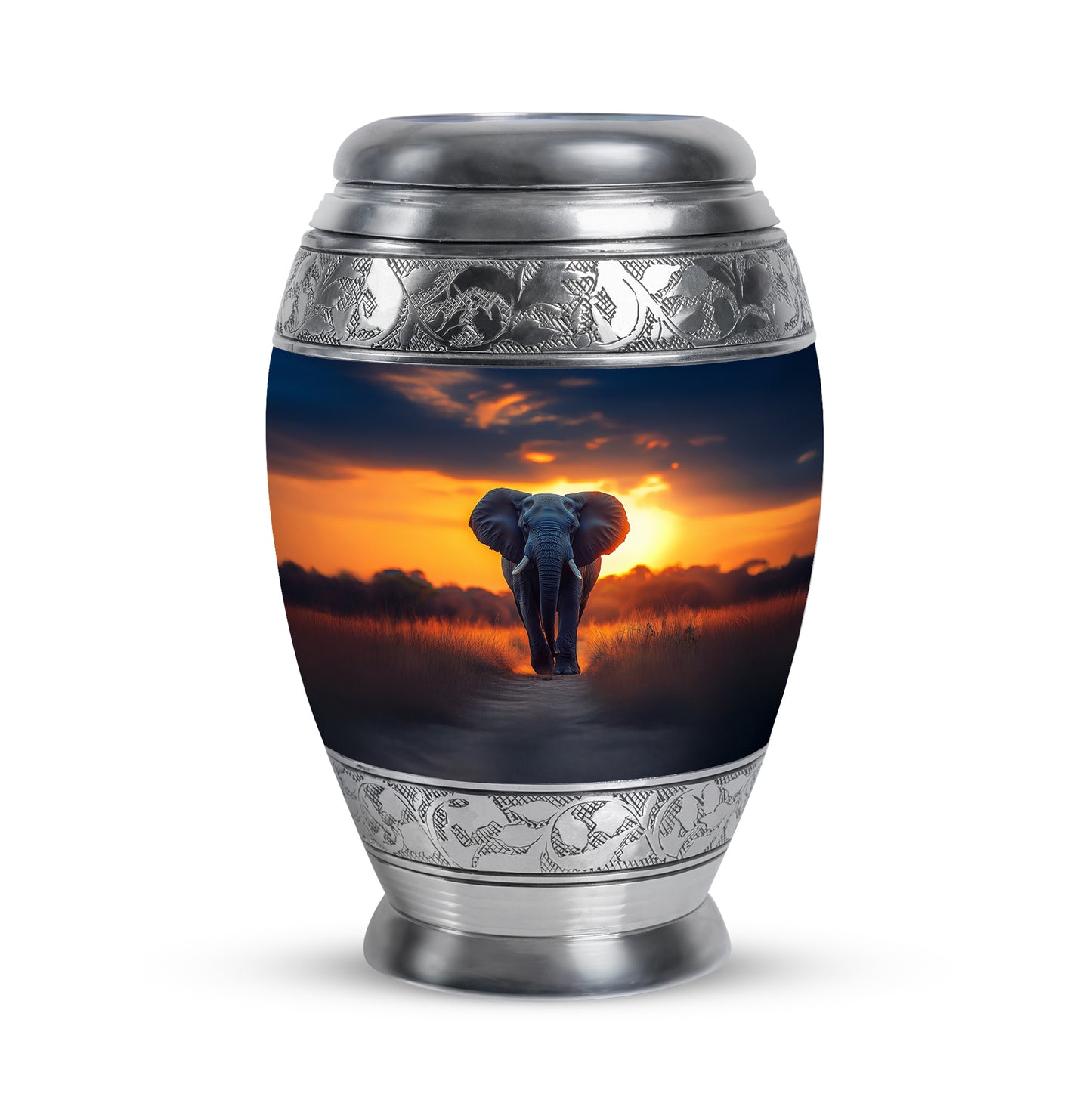 Resplendent Blue Elephant Cremation Urn for Ashes - 10-inch, 200 cu in - Yatskia