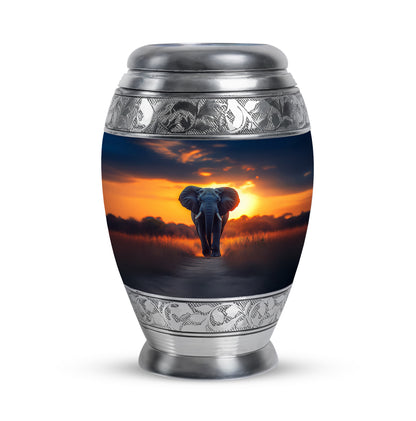 Resplendent Blue Elephant Cremation Urn for Ashes - 10-inch, 200 cu in - Yatskia