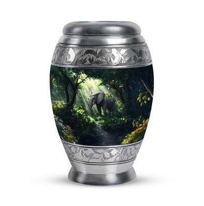 Teal Venerable Elephant Cremation Urns for Human Ashes - 10-inch, 200 cu in - Yatskia