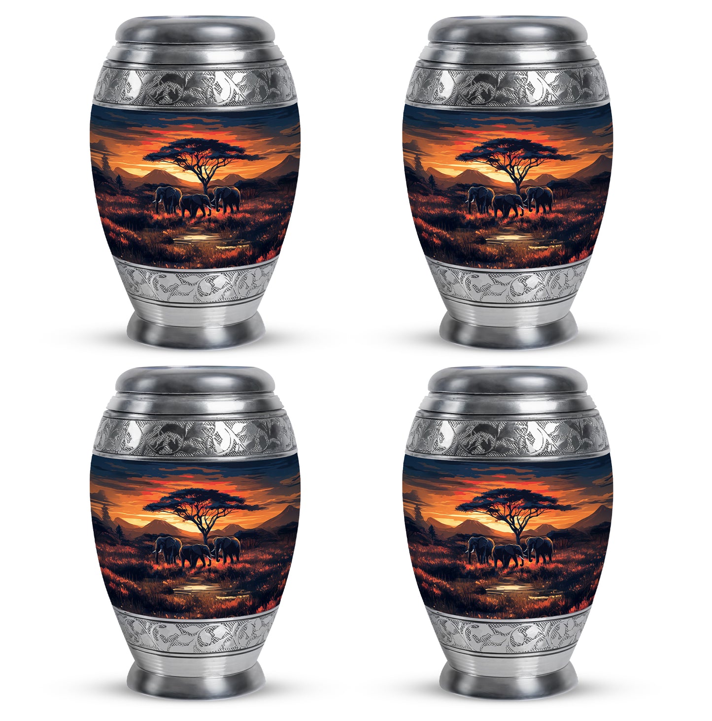 Wine Red Elephant Cremation Urn urn with complimentary velvet bag - regal elephant design with crown-inspired accents - 10 inch aluminum urn for cremated remains