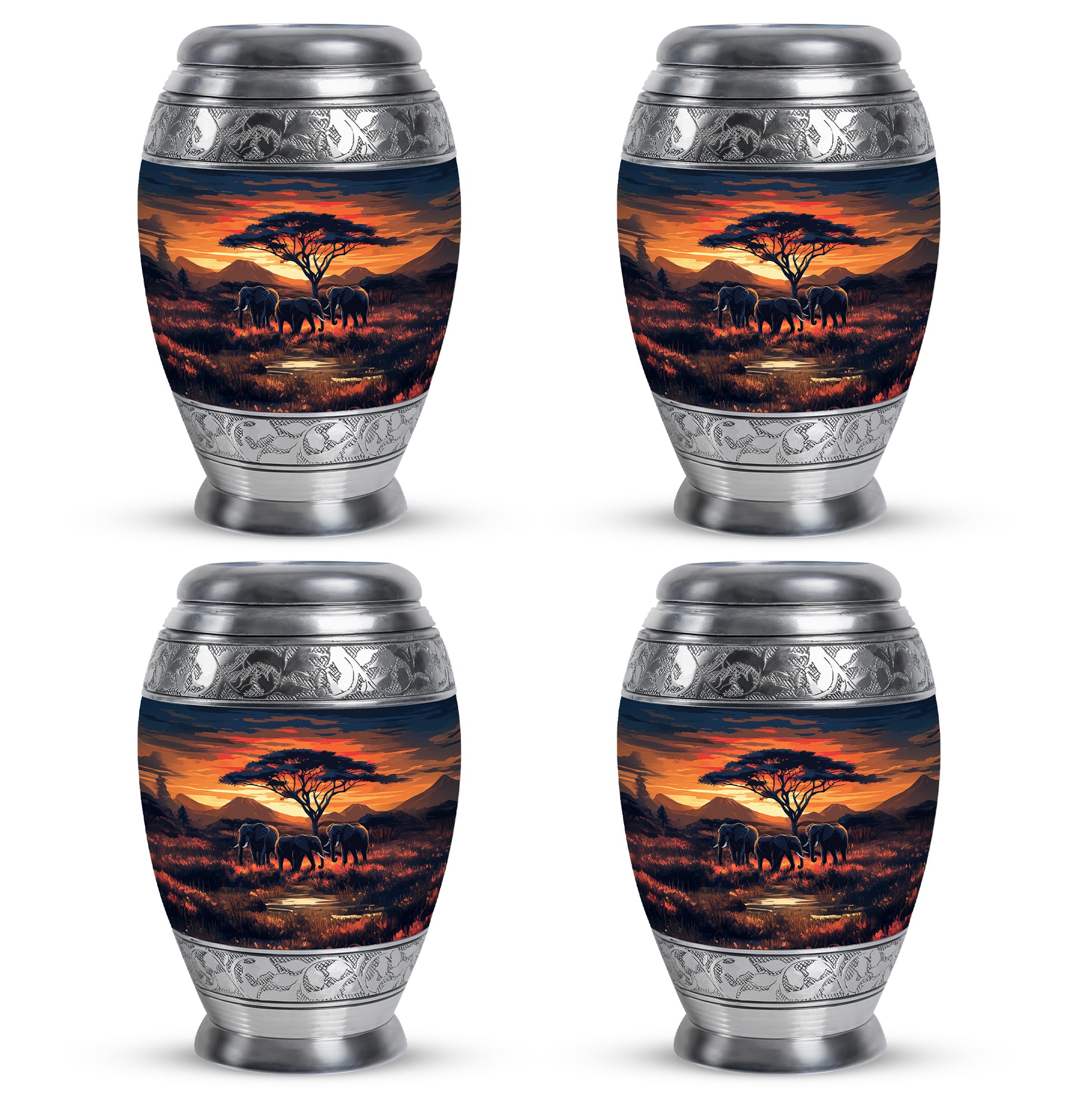 Wine Red Elephant Cremation Urn urn with complimentary velvet bag - regal elephant design with crown-inspired accents - 10 inch aluminum urn for cremated remains
