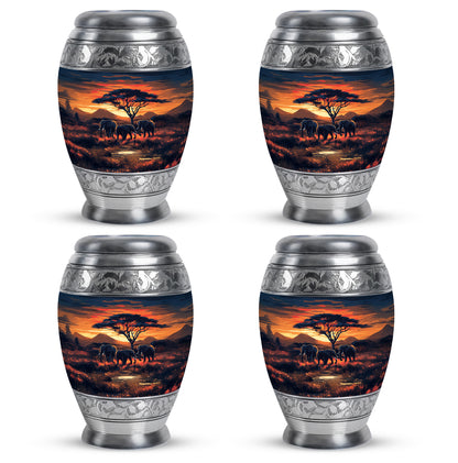 Wine Red Elephant Cremation Urn urn with complimentary velvet bag - regal elephant design with crown-inspired accents - 10 inch aluminum urn for cremated remains