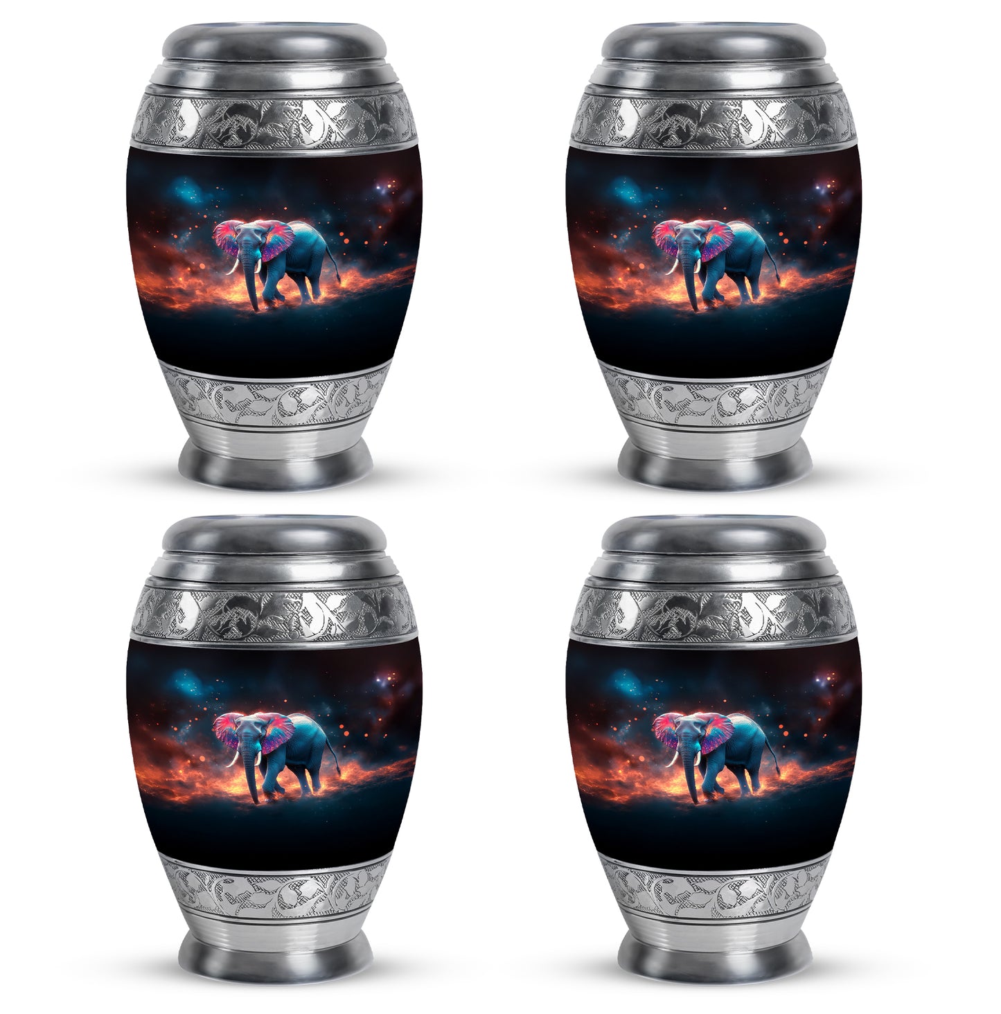 Ebony Elephant Cremation Urn urn with complimentary velvet bag - regal elephant design with crown-inspired accents - 10 inch aluminum urn for cremated remains