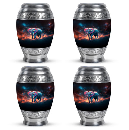 Ebony Elephant Cremation Urn urn with complimentary velvet bag - regal elephant design with crown-inspired accents - 10 inch aluminum urn for cremated remains