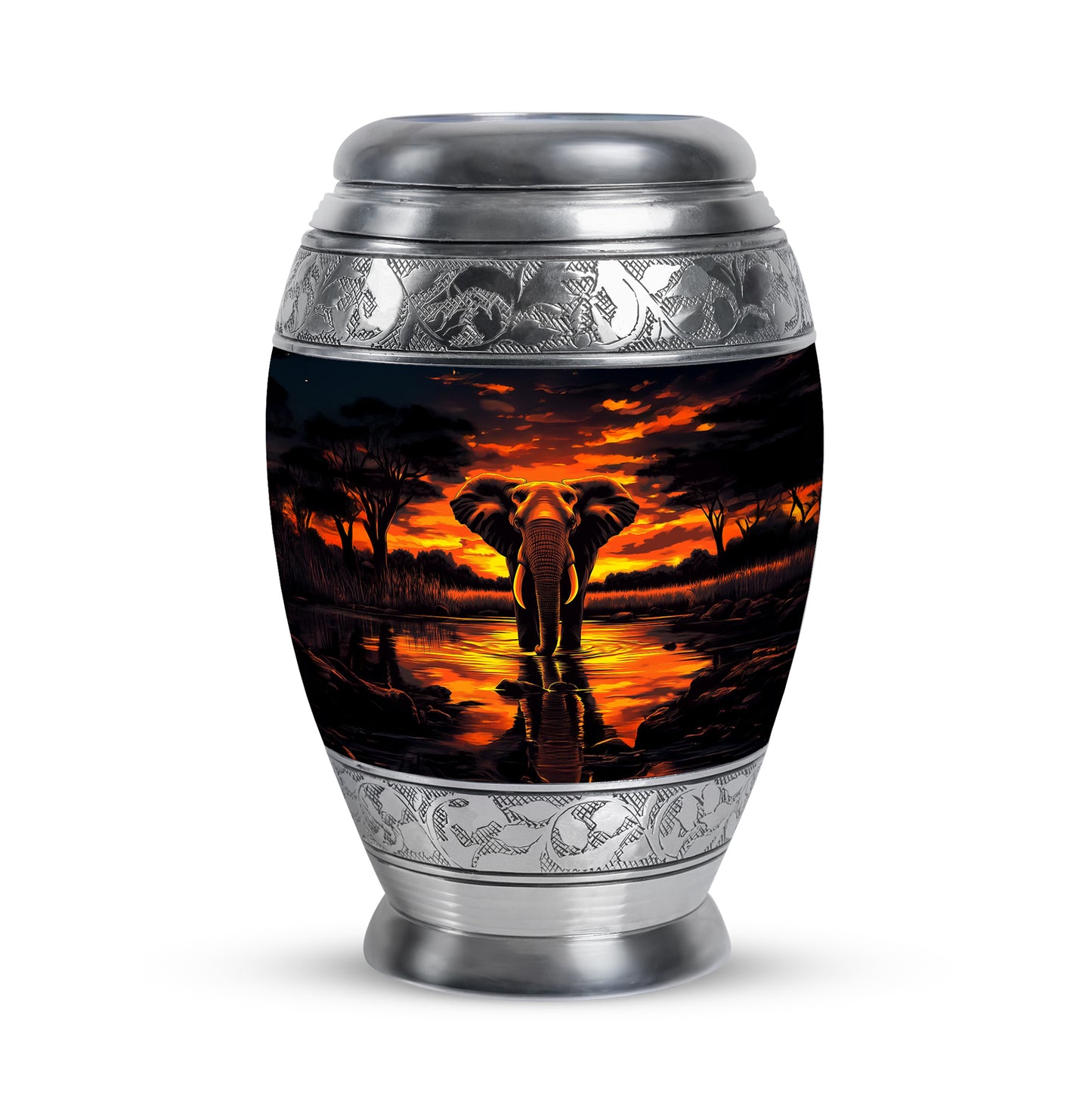 Black Treasured Elephant Cremation Urns for Human Ashes - 10-inch, 200 cu in - Yatskia