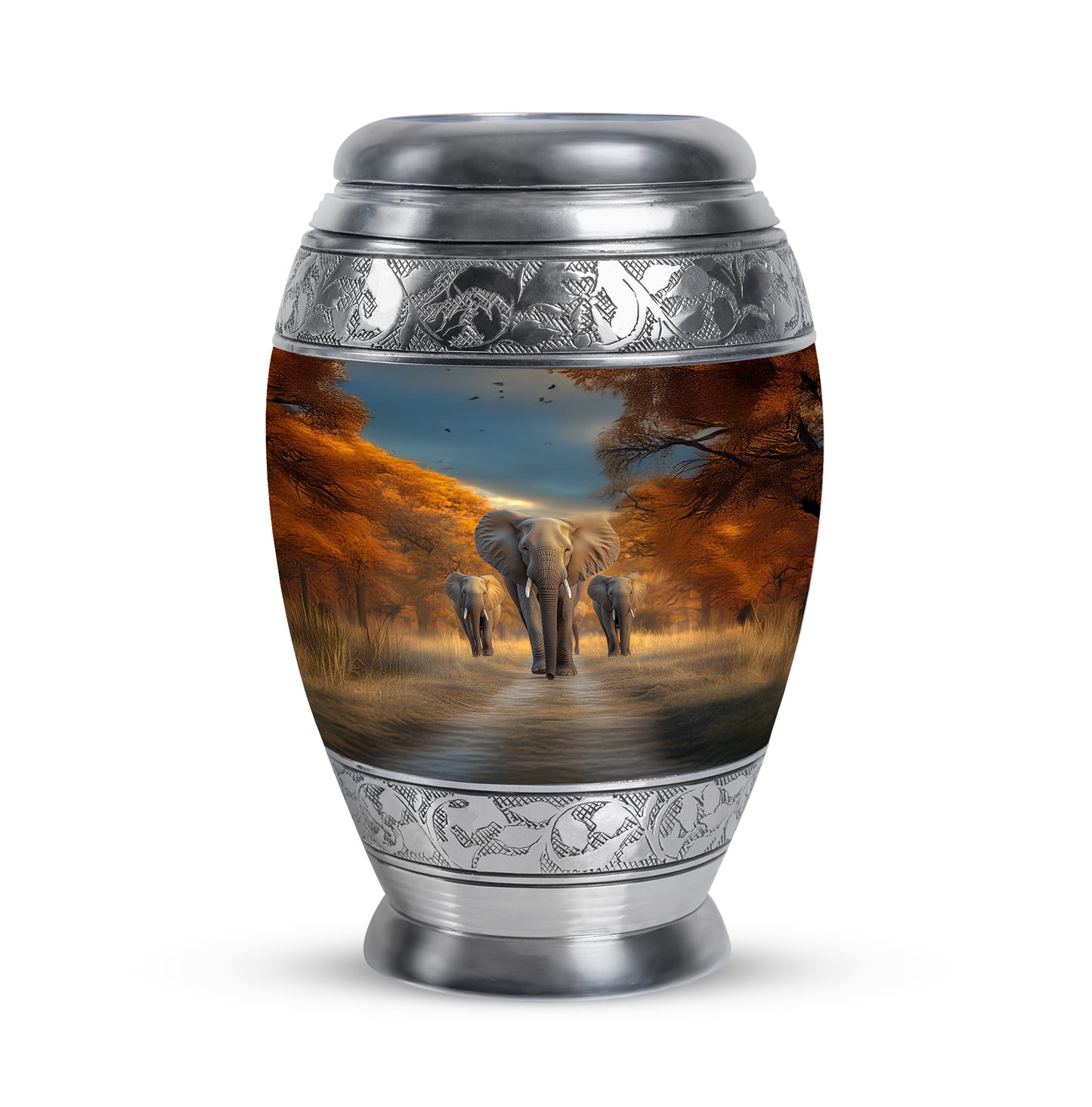 Personalized Elegant Elephant Cremation Urns - Blue 10-inch, 200 cu in - Yatskia