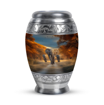 Personalized Elegant Elephant Cremation Urns - Blue 10-inch, 200 cu in - Yatskia