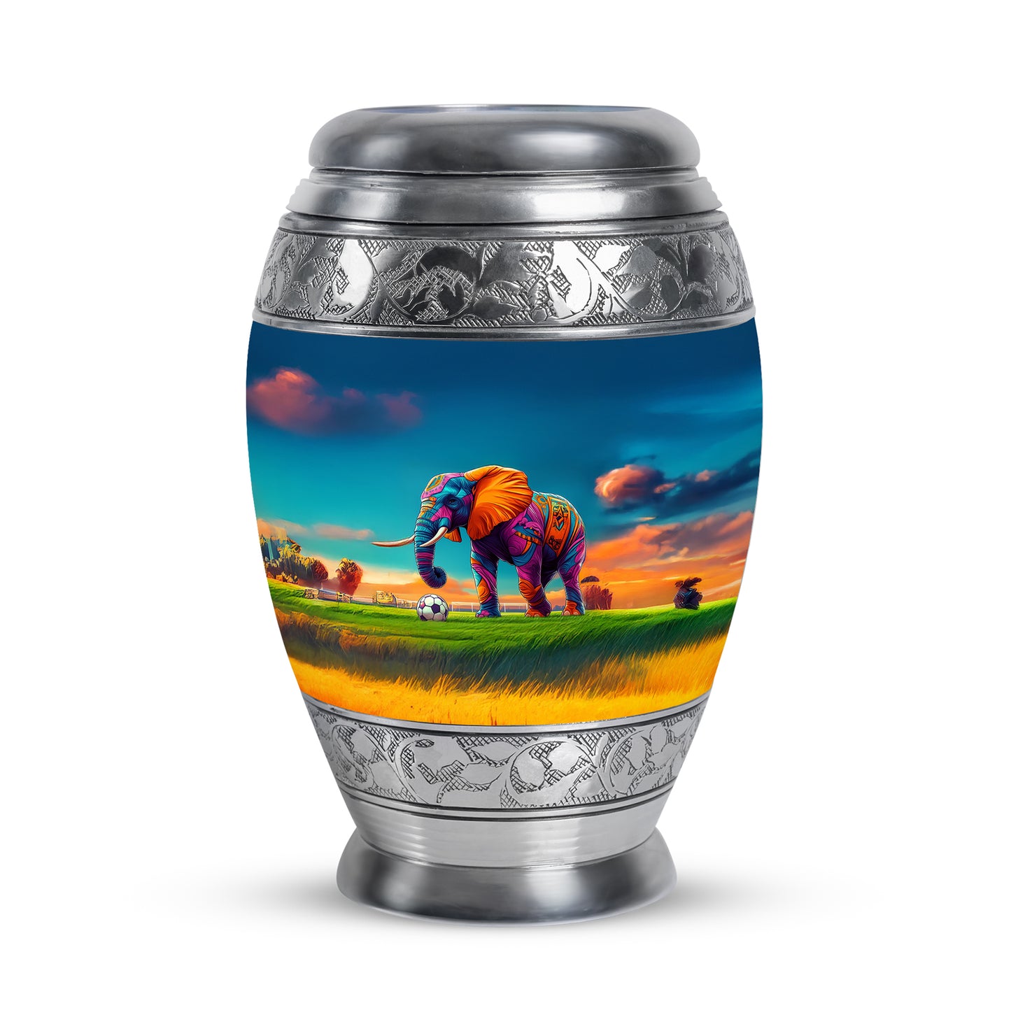 Personalized Elephant Cremation Urns - Soothing Blue 10-inch, 200 cu in - Yatskia
