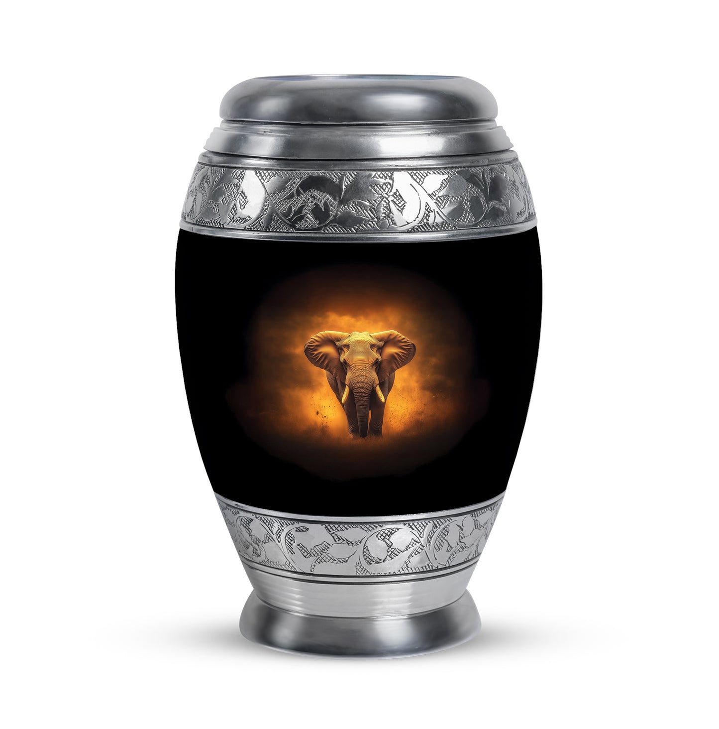 Black Treasured Elephant Cremation Urns for Human Ashes - 10-inch, 200 cu in - Yatskia
