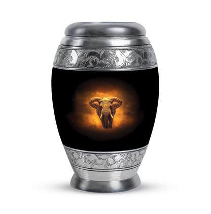 Black Treasured Elephant Cremation Urns for Human Ashes - 10-inch, 200 cu in - Yatskia