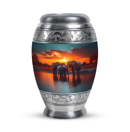 Everlasting Teal Elephant Solace Urn for Human Ashes - 10-inch, 200 cu in - Yatskia