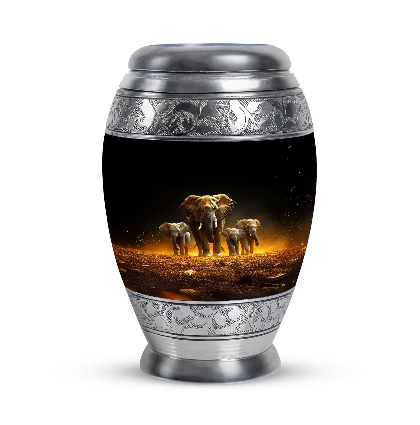 Stunning Black Elephant Beacon Urn for Human Ashes - 10-inch, 200 cu in - Yatskia
