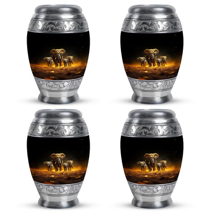 Ebony Elephant Cremation Urn urn with complimentary velvet bag - regal elephant design with crown-inspired accents - 10 inch aluminum urn for cremated remains