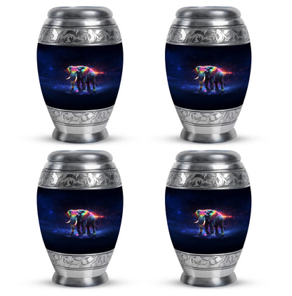 Deep Black Elephant Cremation Urn urn with complimentary velvet bag - regal elephant design with crown-inspired accents - 10 inch aluminum urn for cremated remains