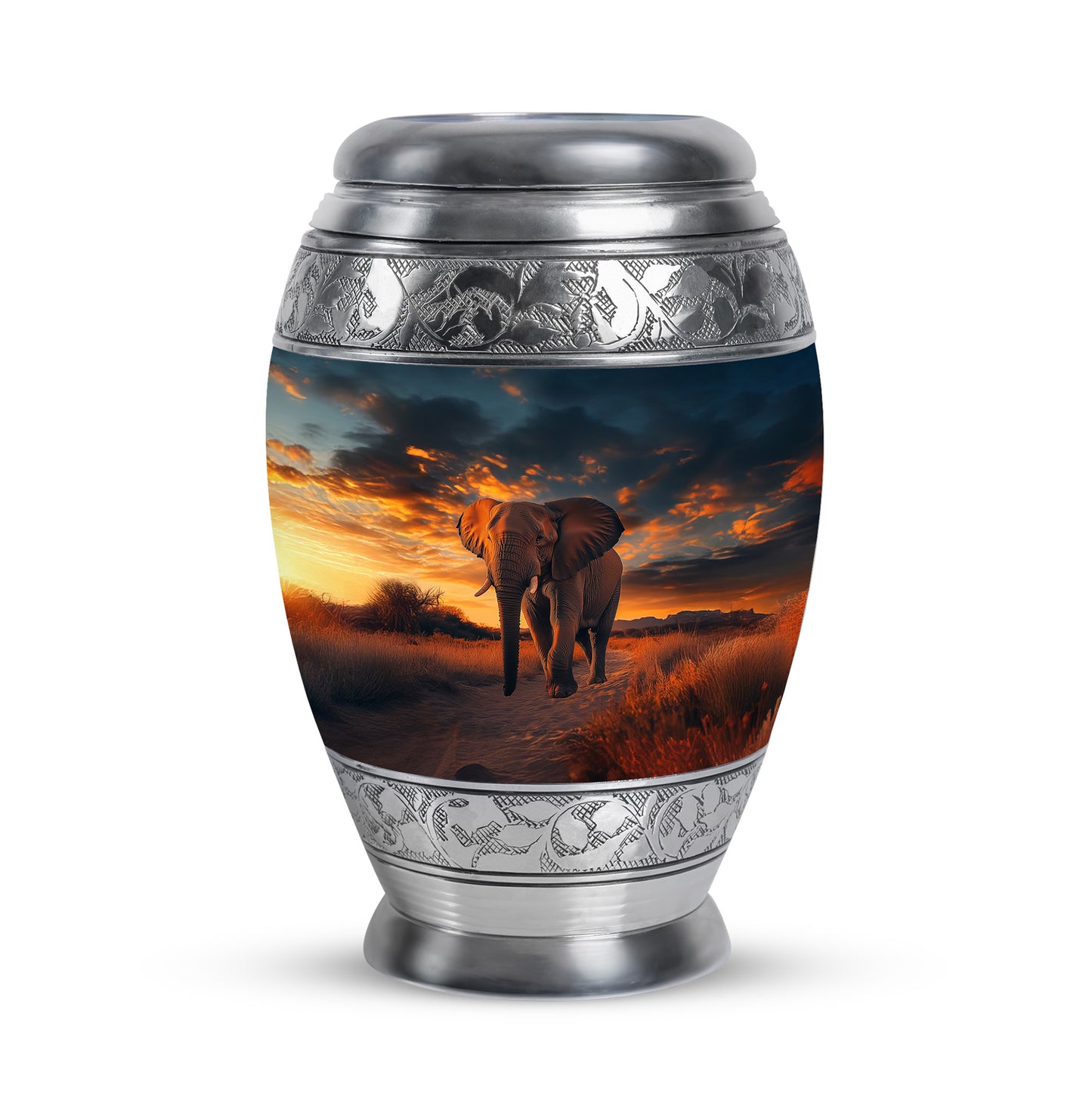 Black Beloved Elephant Cremation Urns for Human Ashes - 10-inch, 200 cu in - Yatskia