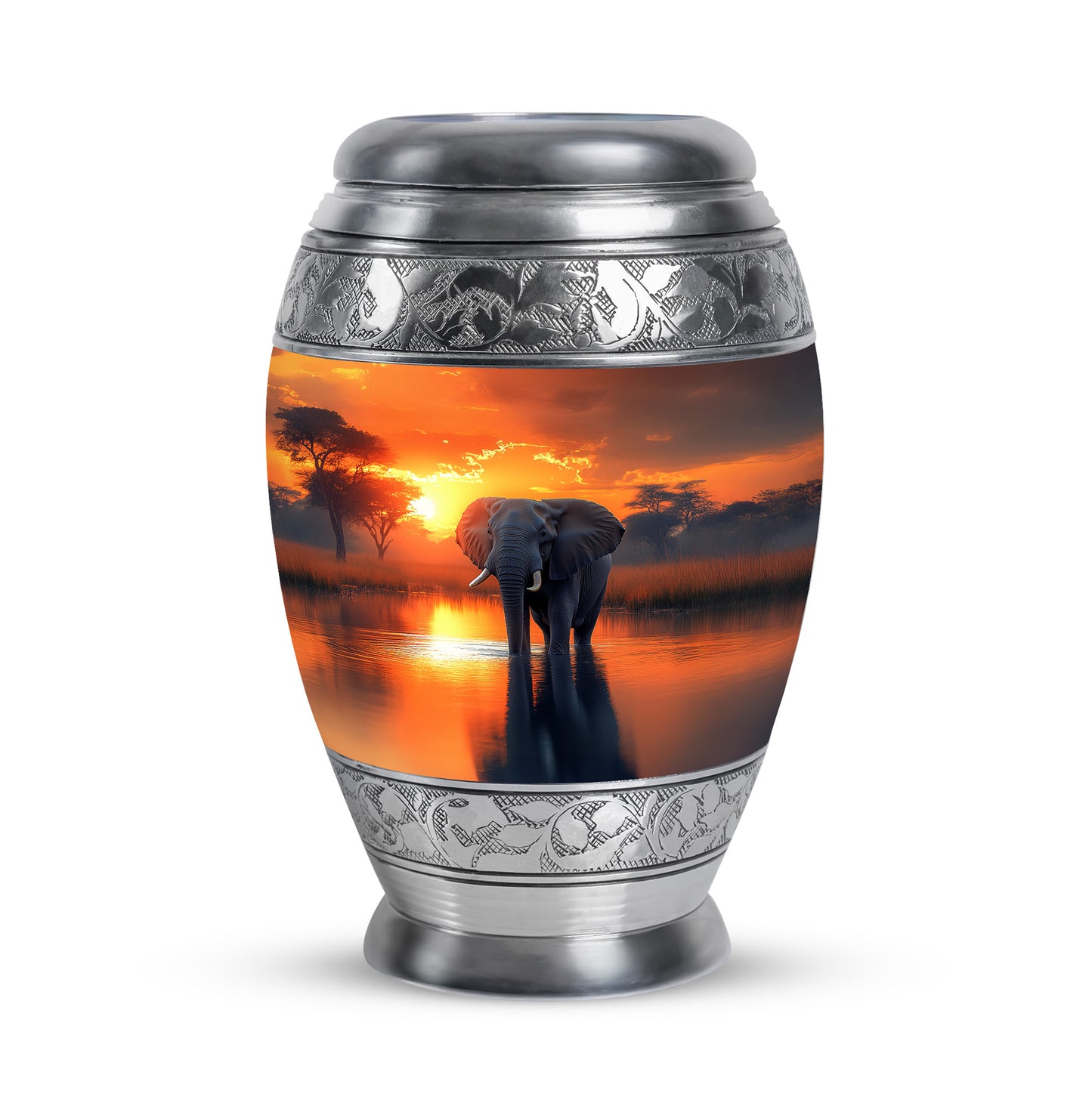 Personalized Elephant Cremation Urns - Tranquil Gold 10-inch, 200 cu in - Yatskia