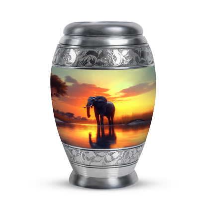 Personalized Elephant Cremation Urns - Wondrous Gold 10-inch, 200 cu in - Yatskia