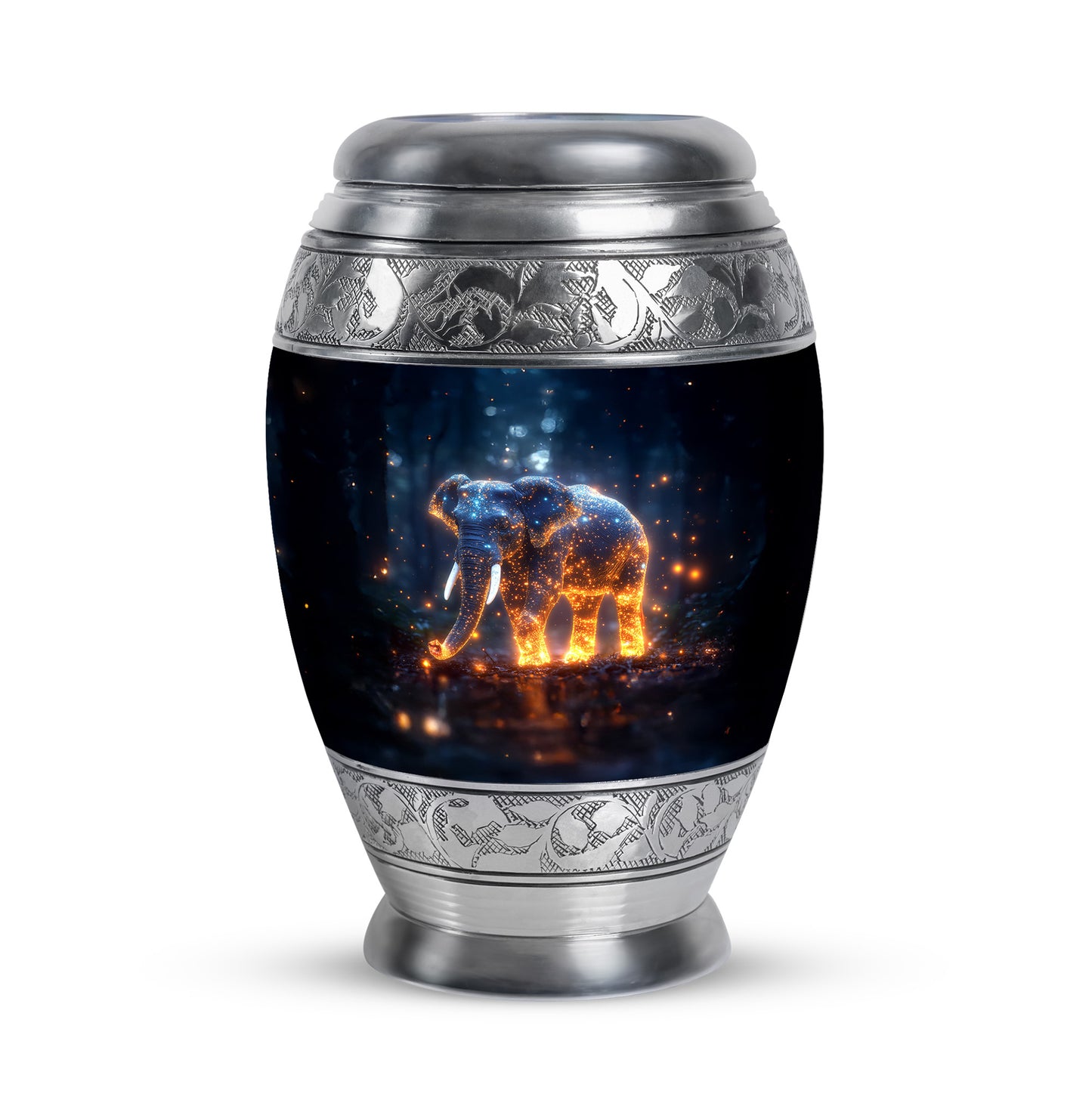 Graceful Blue Elephant Beacon Urn for Human Ashes - 10-inch, 200 cu in - Yatskia