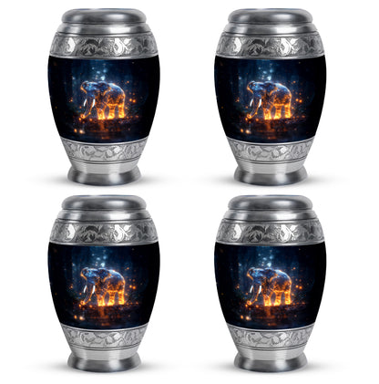 Misty Blue Elephant Cremation Urn urn with complimentary velvet bag - regal elephant design with crown-inspired accents - 10 inch aluminum urn for cremated remains