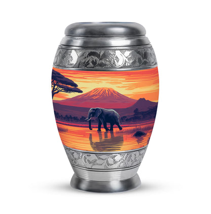 Gold Exquisite Elephant Memorial Urn for Ashes - 10-inch, 200 cu in - Yatskia