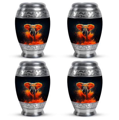 Onyx Black Elephant Cremation Urn urn with complimentary velvet bag - royal elephant engraving with decorative scrollwork - 10 inch aluminum urn for cremated remains