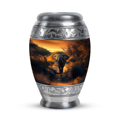 Personalized Gold Revered Elephant Cremation Urns for Human Ashes - 10-inch, 200 cu in - Yatskia