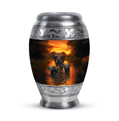 Gold Beloved Elephant Cremation Urns for Human Ashes - 10-inch, 200 cu in - Yatskia