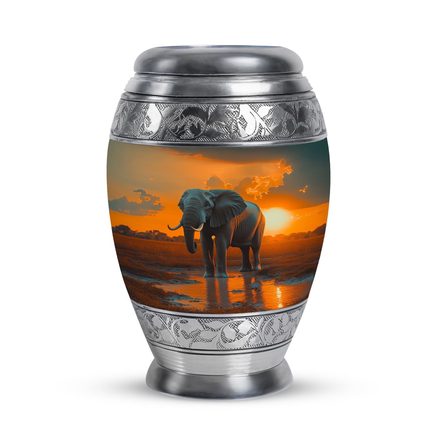 Gold Resounding Elephant Memorial Urn for Ashes - 10-inch, 200 cu in - Yatskia