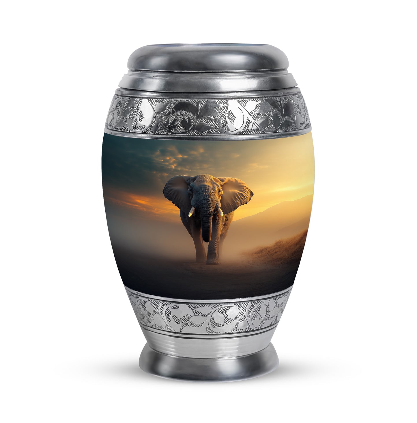 Personalized Elephant Cremation Urns - Tranquil Black 10-inch, 200 cu in - Yatskia