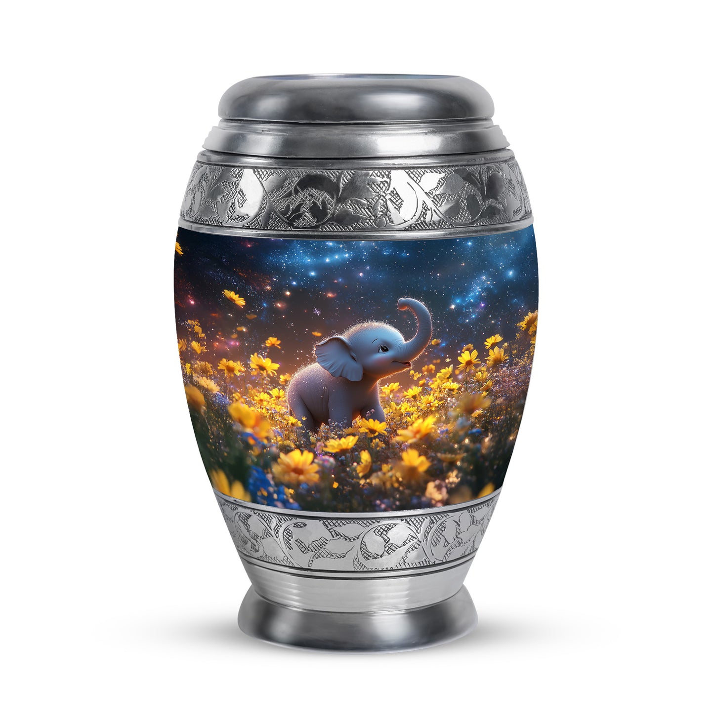 Personalized Elegant Elephant Cremation Urns - Blue 10-inch, 200 cu in - Yatskia