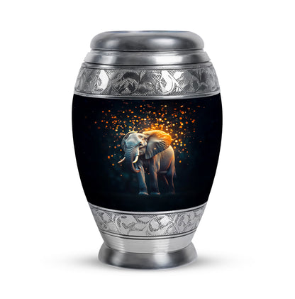 Personalized Black Elephant Cremation Urns for Ashes - Peaceful 10-inch - Yatskia