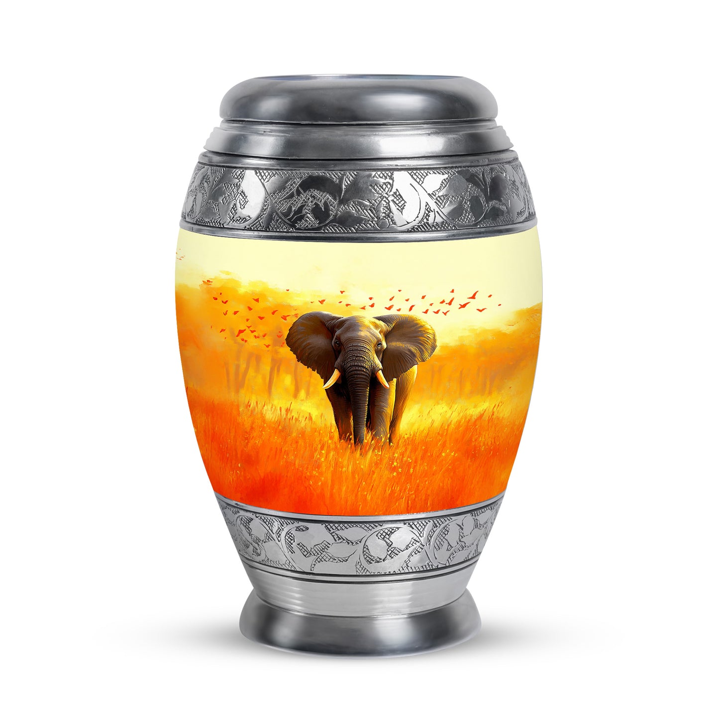 Personalized Elephant Cremation Urns - Tranquil Gold 10-inch, 200 cu in - Yatskia