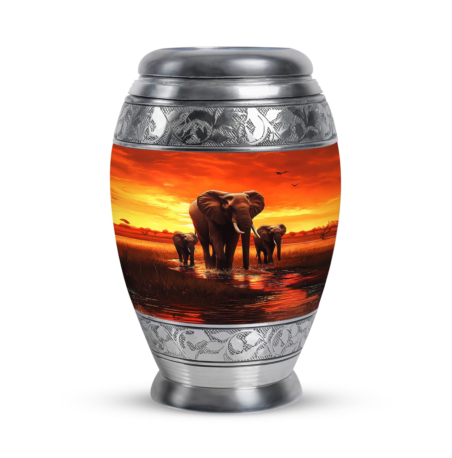 Red Exquisite Elephant Memorial Urn for Ashes - 10-inch, 200 cu in - Yatskia